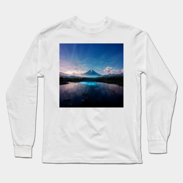 Mount Fuji Landscape Long Sleeve T-Shirt by endage